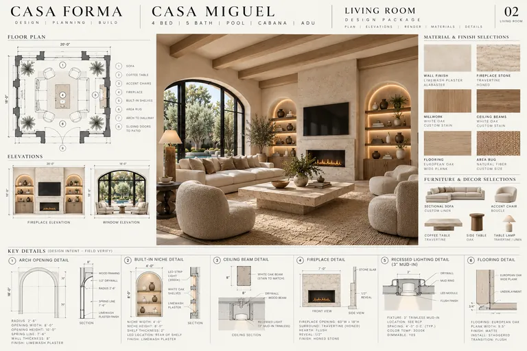 Casa Miguel living room design plan board
