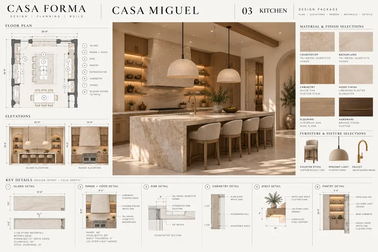 Casa Miguel kitchen design plan board