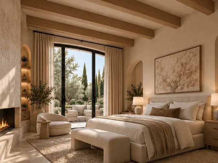 Casa Miguel primary bedroom 3D render
