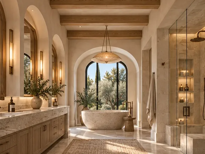 Casa Miguel primary bathroom 3D render