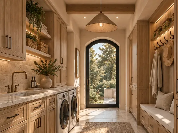 Casa Miguel laundry + mudroom 3D render